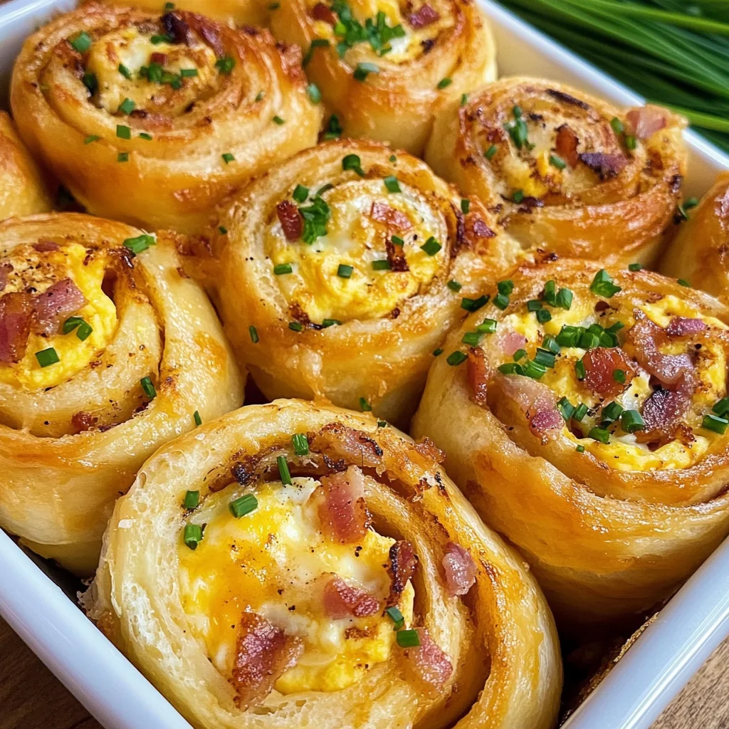 Frühstücksrollen mit Rührei, Käse und Speck