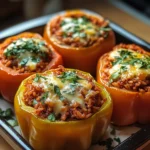 Gefüllte Paprikaschoten mit rotem Reis