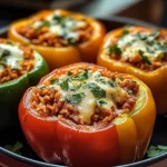 Gefüllte Paprikaschoten mit rotem Reis