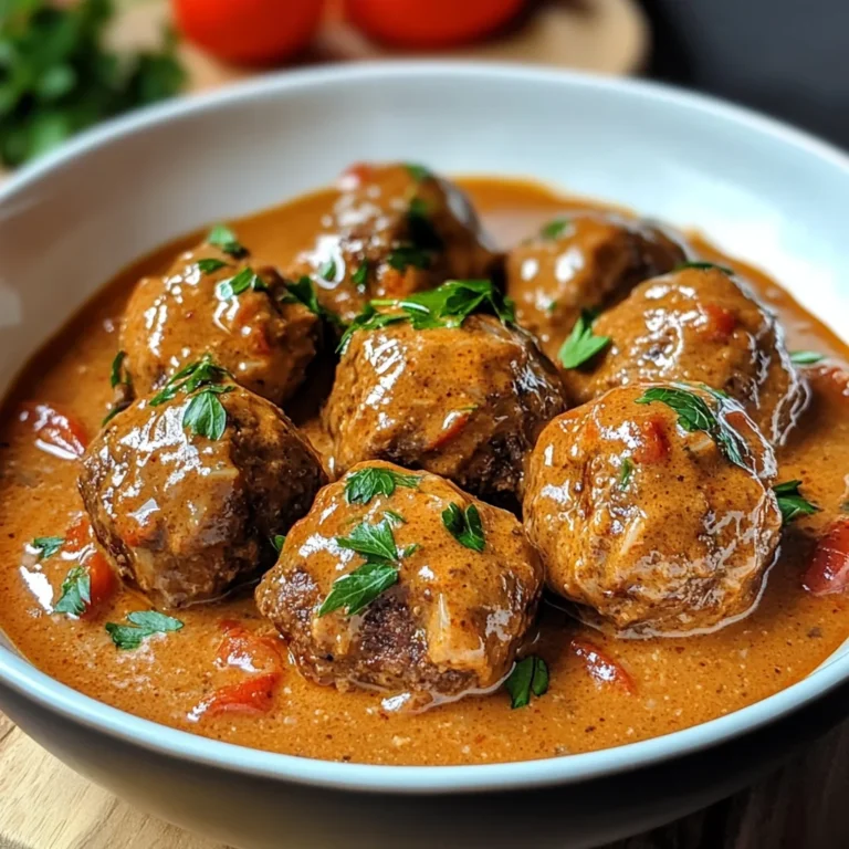 Hackbällchen in cremiger Paprikasoße
