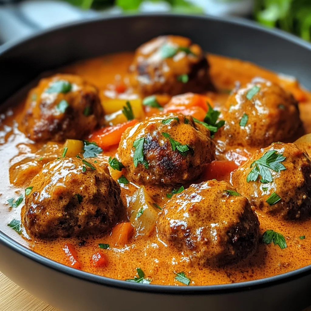 Hackbällchen in cremiger Paprikasoße