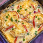 Hähnchen-Auflauf mit Paprika und Schmand-Soße