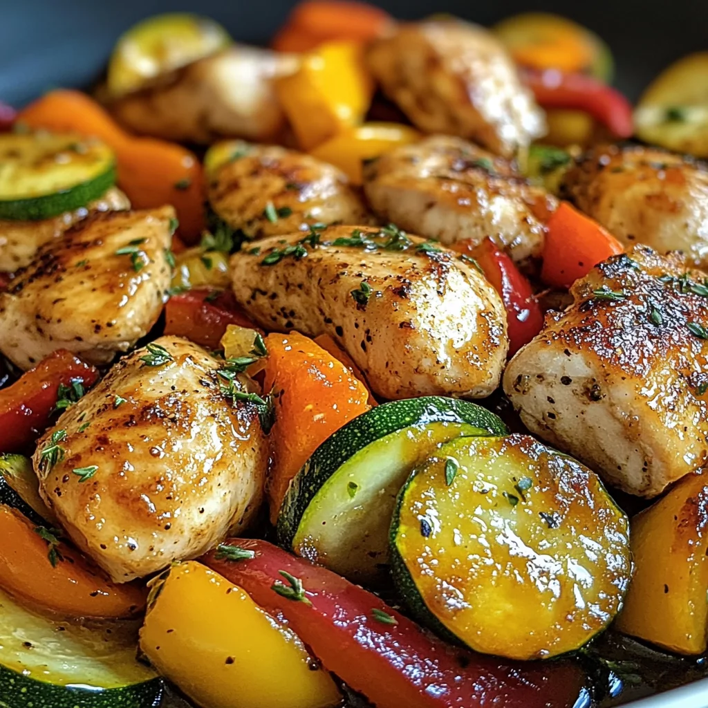 Hähnchen mit Gemüse aus der Pfanne