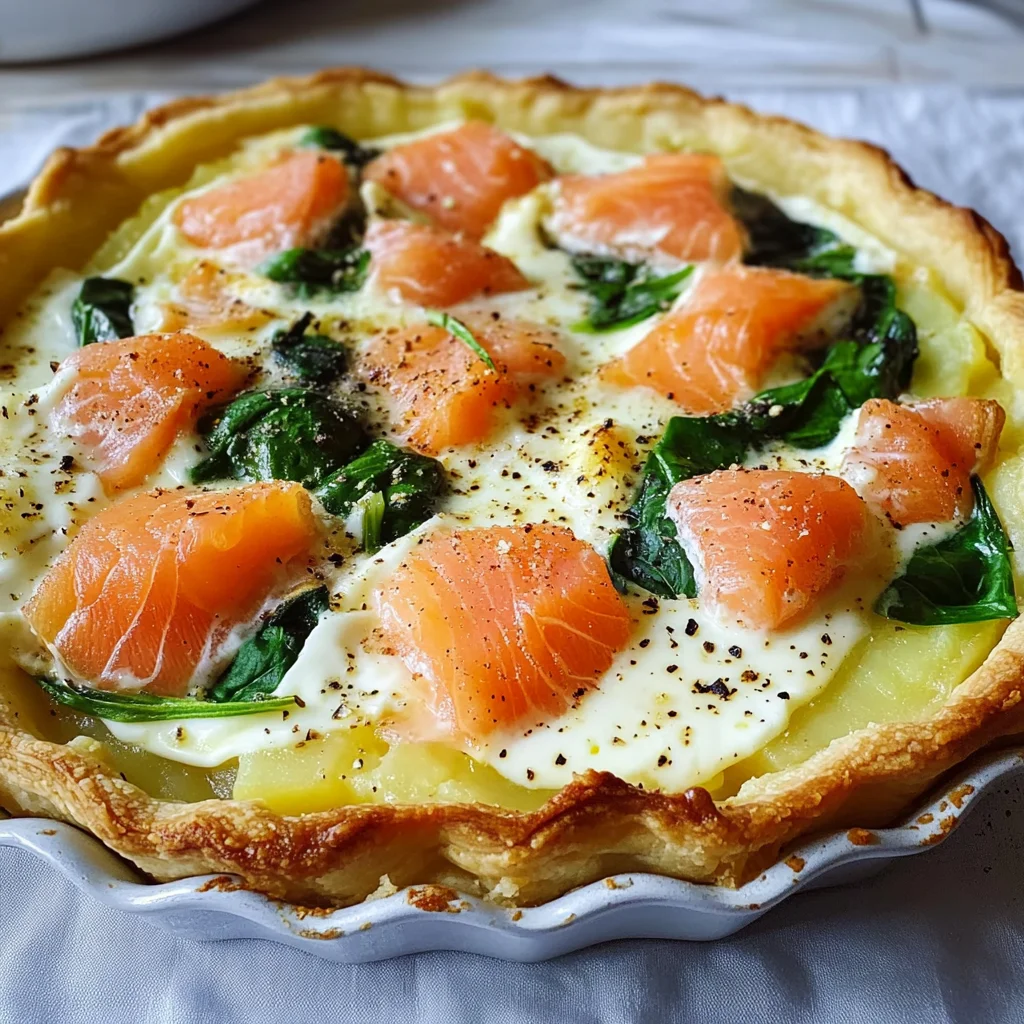 Kartoffeltarte mit Räucherlachs & Spinat – einfach & lecker