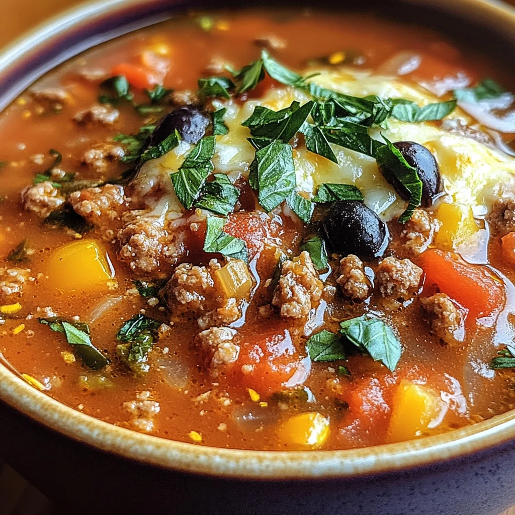 Pizzasuppe mit Hackfleisch