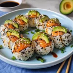 Sushi-Reisbällchen mit Lachs und Avocado