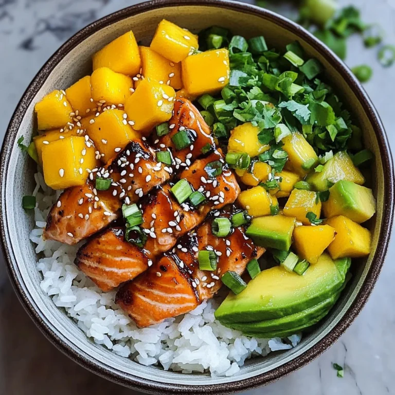 Teriyaki Lachs Reisschüssel mit Mango